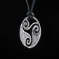 Circle Shield Pendant with Triskelion and CZ Ornament Sterling Silver Norse Jewelry