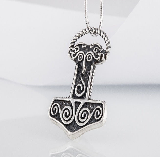 Small Thor's Hammer Pendant Sterling Silver Mjolnir Scania Island