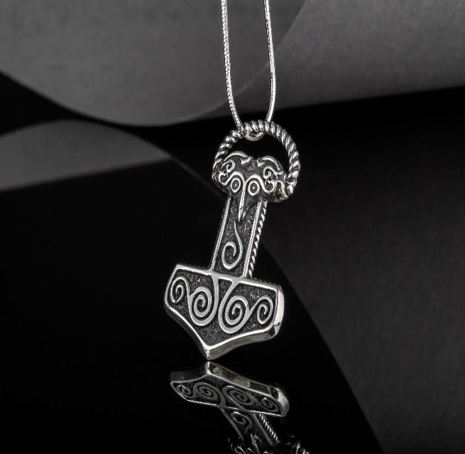 Small Thor's Hammer Pendant Sterling Silver Mjolnir Scania Island