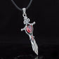 Norse Sword with Red Cubic Zirconia Pendant Sterling Silver Handmade Jewelry