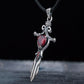 Norse Sword with Red Cubic Zirconia Pendant Sterling Silver Handmade Jewelry