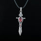 Norse Sword with Red Cubic Zirconia Pendant Sterling Silver Handmade Jewelry