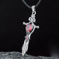 Norse Sword with Red Cubic Zirconia Pendant Sterling Silver Handmade Jewelry