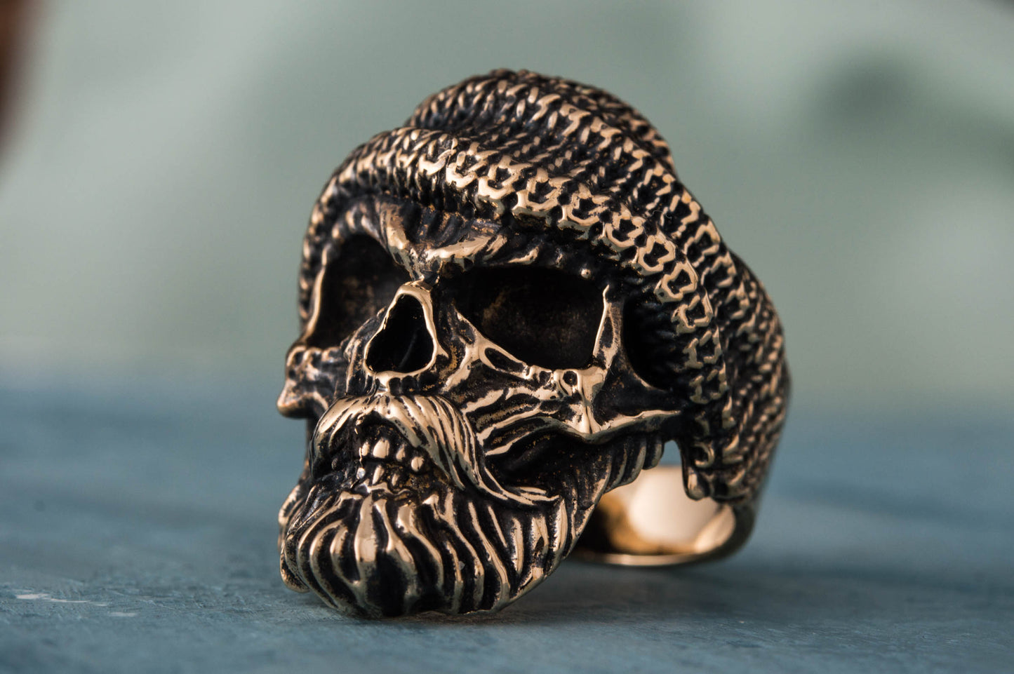 Skull Biker Ring Bronze Unique Handmade Jewelry