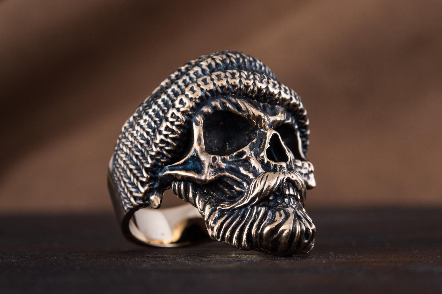 Skull Biker Ring Bronze Unique Handmade Jewelry