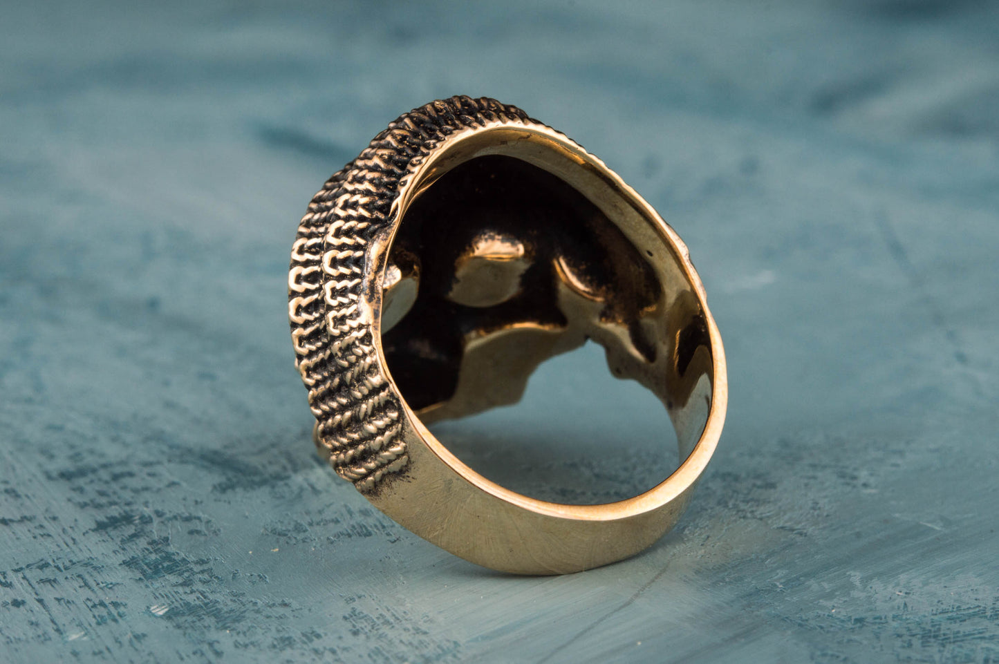 Skull Biker Ring Bronze Unique Handmade Jewelry