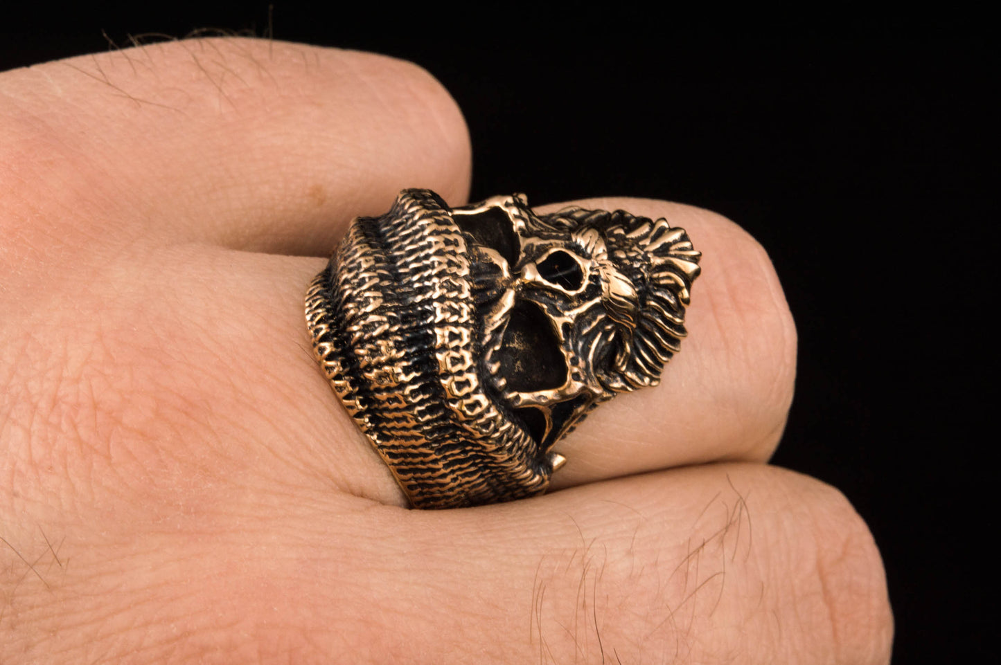 Skull Biker Ring Bronze Unique Handmade Jewelry