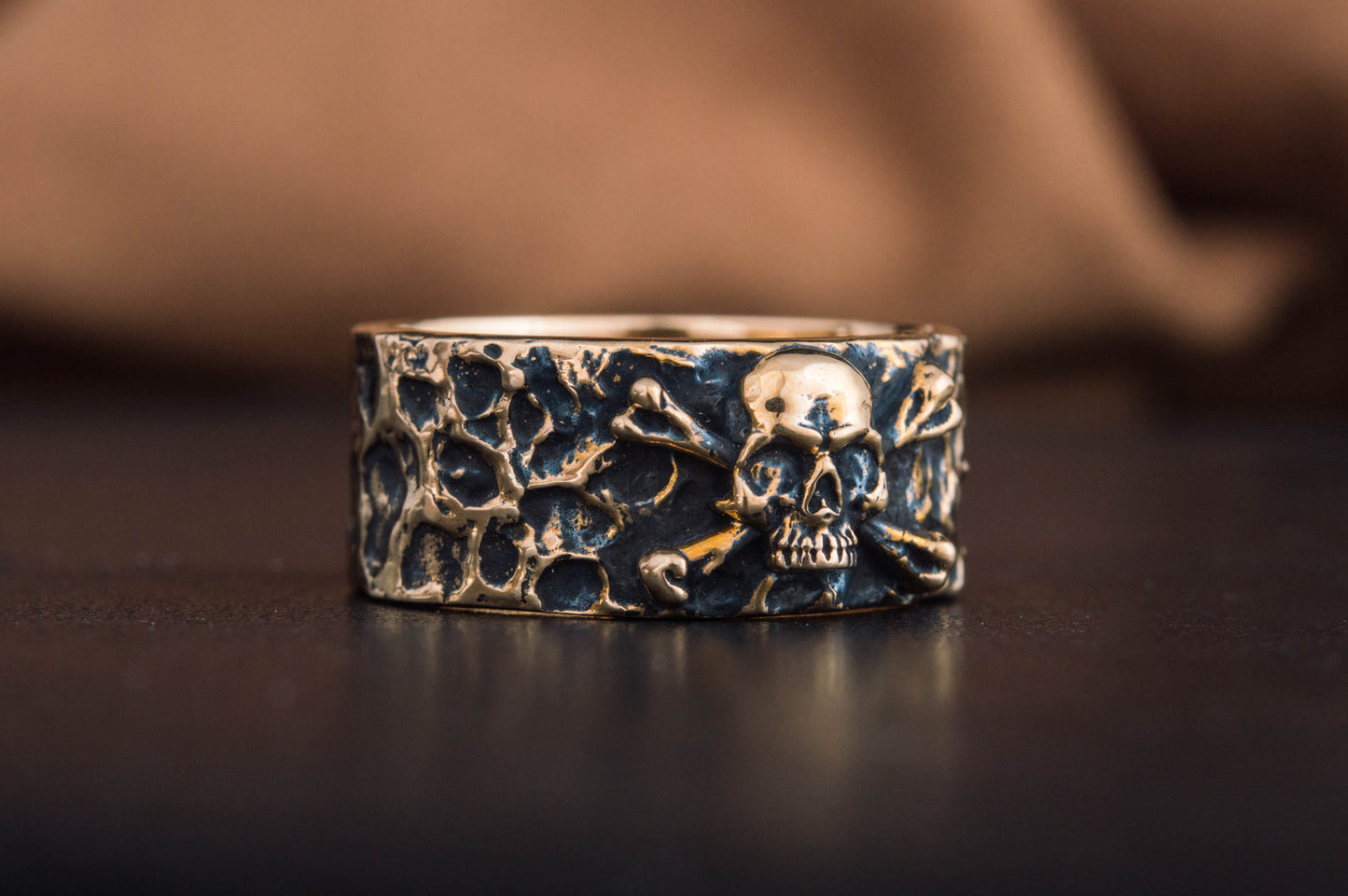 Ring with Jolly Roger Symbol Bronze Unique Jewelry