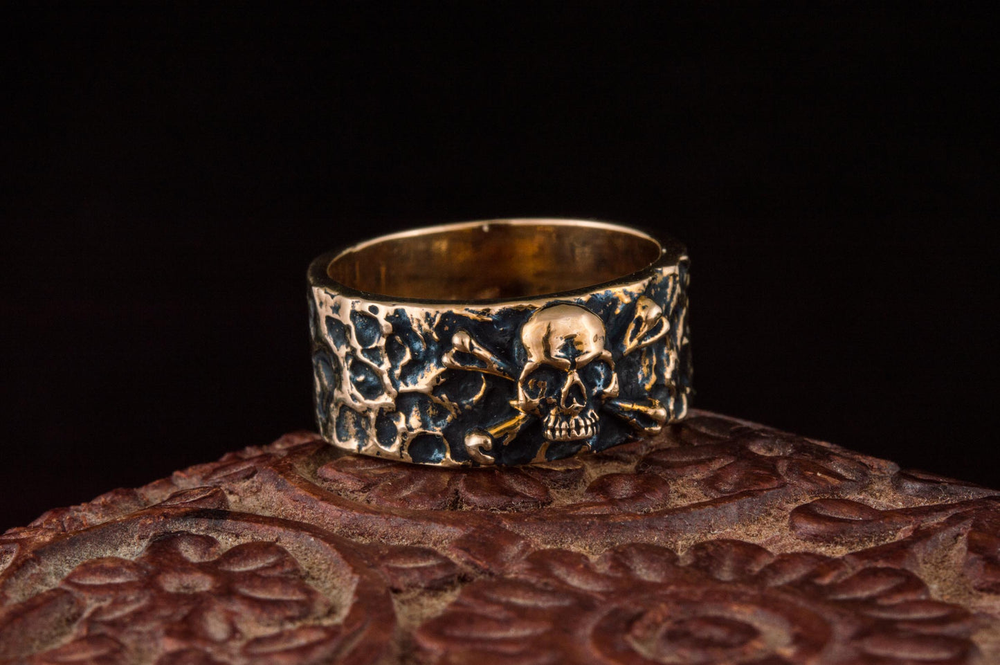 Ring with Jolly Roger Symbol Bronze Unique Jewelry