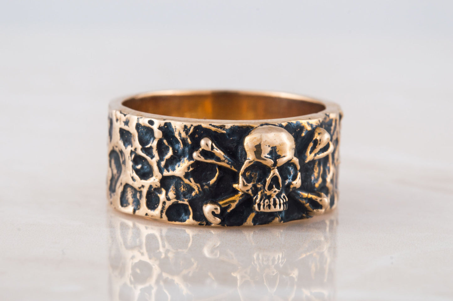 Ring with Jolly Roger Symbol Bronze Unique Jewelry