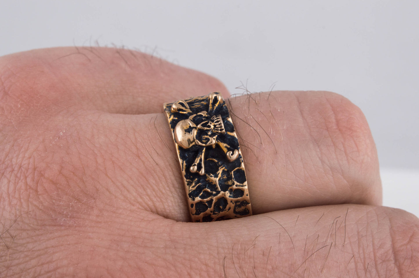 Ring with Jolly Roger Symbol Bronze Unique Jewelry