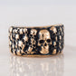 Ring with Skulls Bronze Unique Handmade Biker Jewelry