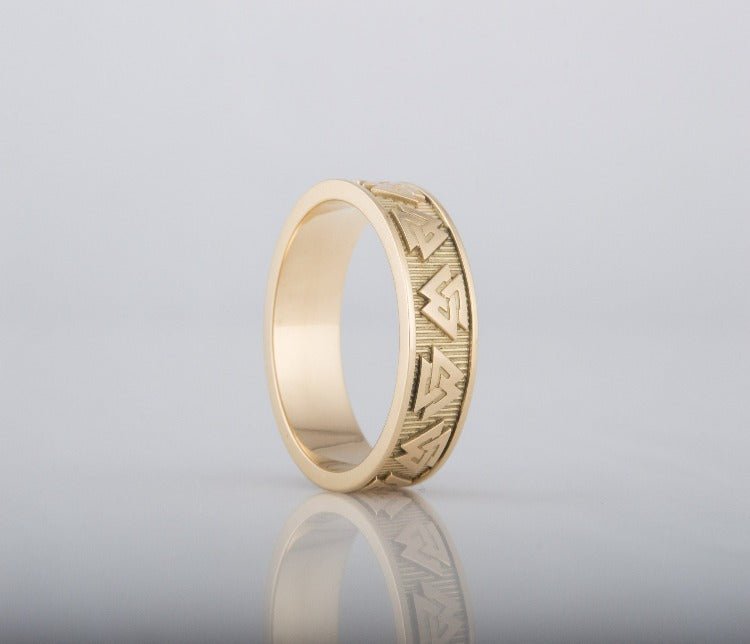 14K Gold Valknut Symbol Norse Ring