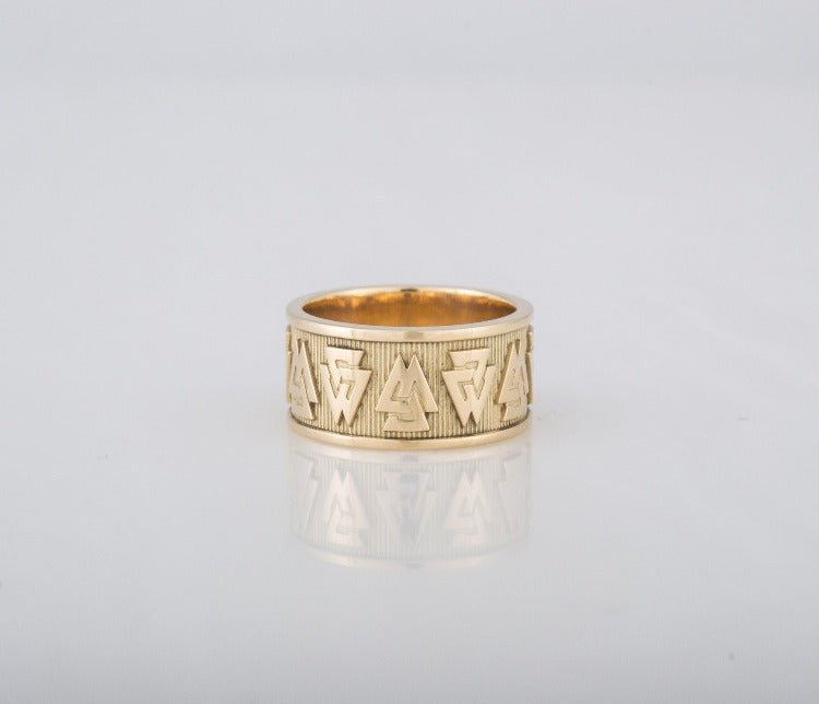 14K Gold Valknut Symbol Norse Ring