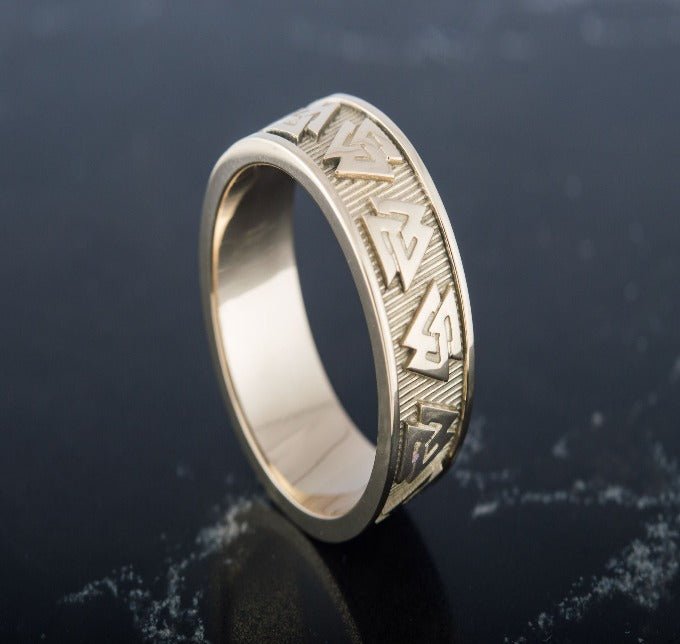 14K Gold Valknut Symbol Norse Ring