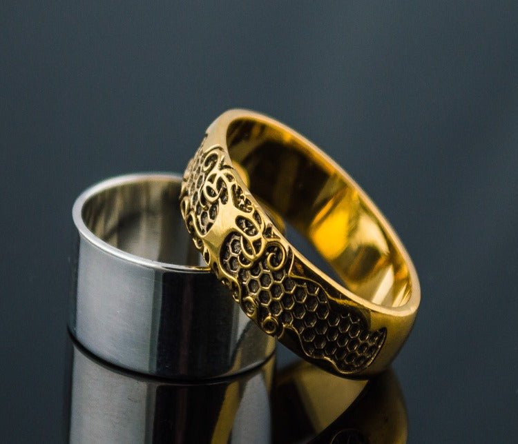 14K Gold Yggdrasil Symbol Ring Viking Jewelry