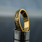 14K Gold Viking Ring with Scandinavian Ornament Unique Jewelry