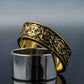 14K Gold Viking Ring with Scandinavian Ornament Unique Jewelry