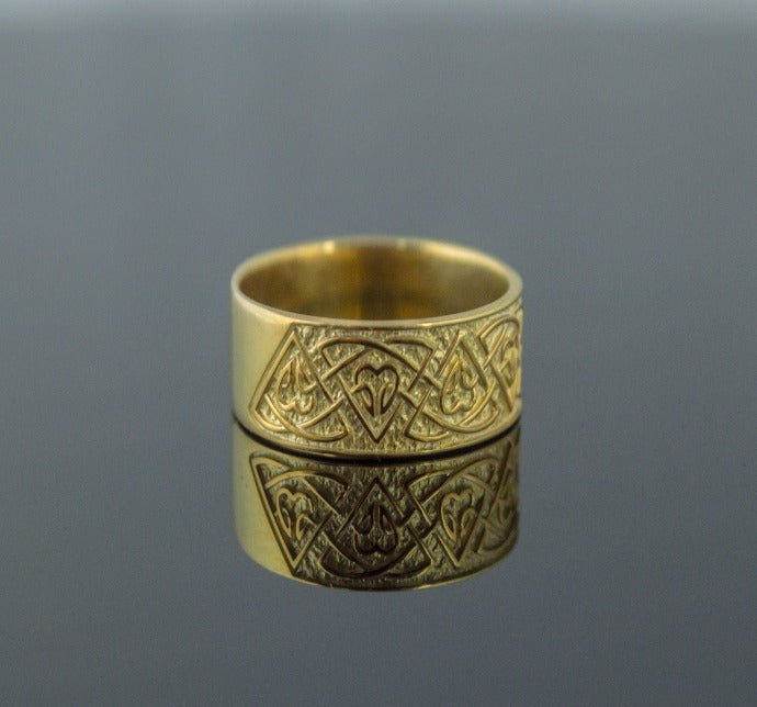 Ring with Norse Ornament Gold Viking Jewelry