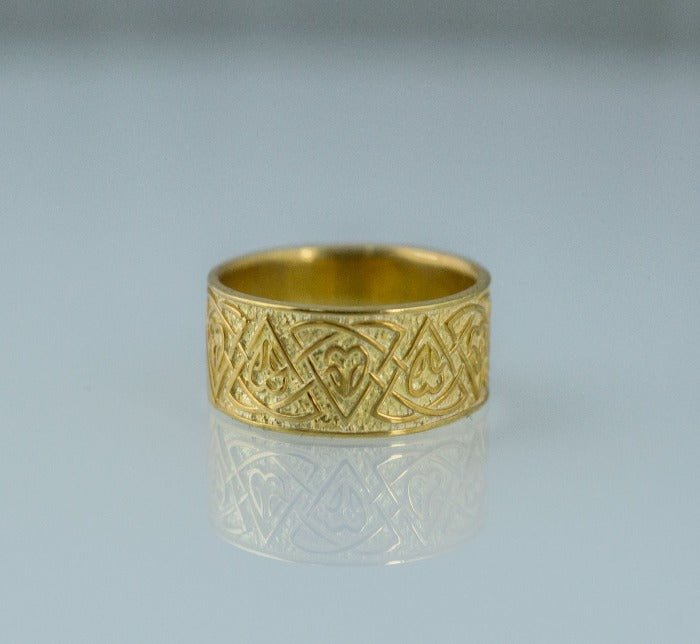 Ring with Norse Ornament Gold Viking Jewelry