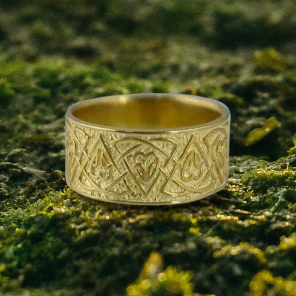 Ring with Norse Ornament Gold Viking Jewelry