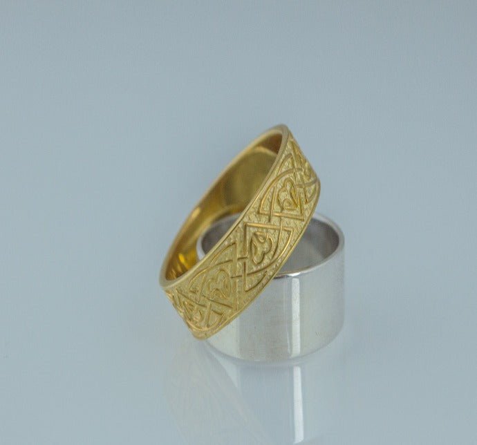 Ring with Norse Ornament Gold Viking Jewelry