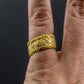 Gold Ring with Flower Ornament Unique Handmade Jewelry