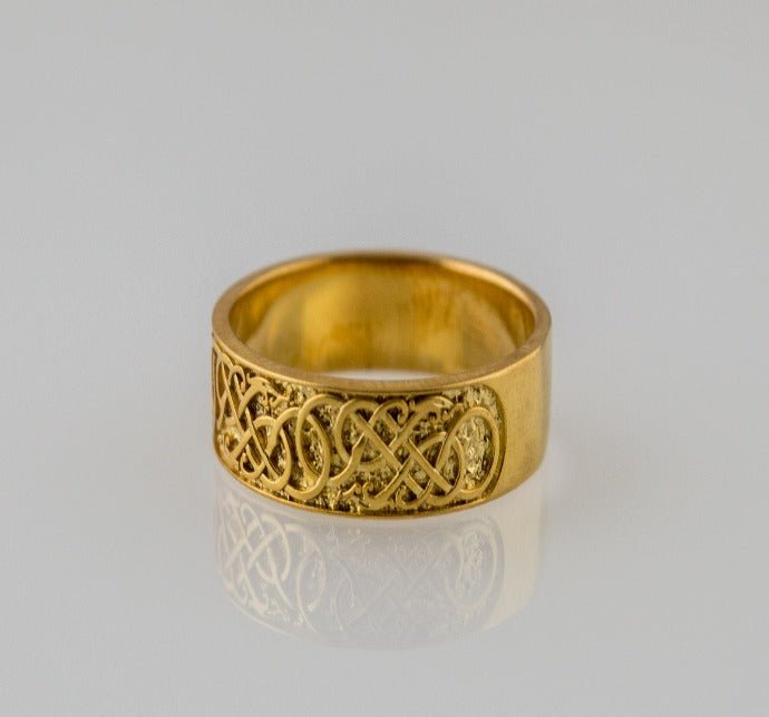 Urnes Ornament Ring Gold Handcrafted Jewelry