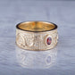 14K Gold Ring with Dragon and Red Cubic Zirconia Jewelry