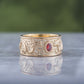 14K Gold Ring with Dragon and Red Cubic Zirconia Jewelry