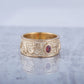 14K Gold Ring with Dragon and Red Cubic Zirconia Jewelry