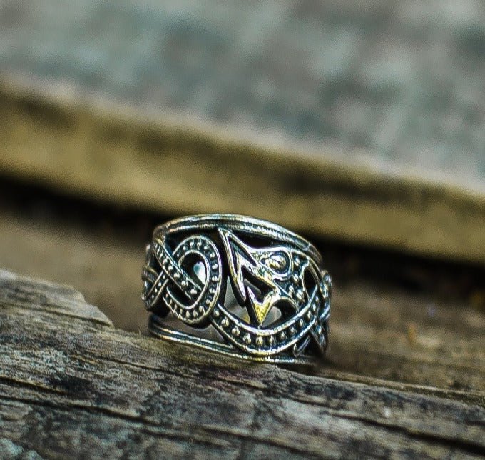 Jormungandr Ring Sterling Silver Handcrafted Norse Jewelry