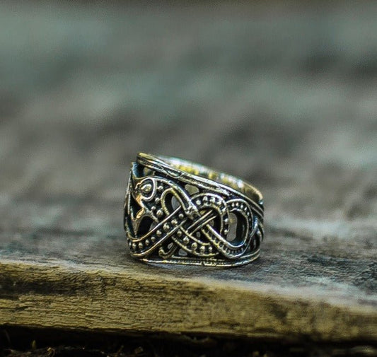 Jormungandr Ring Sterling Silver Handcrafted Norse Jewelry