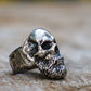 Bearded Skull Sterling Silver Unique Ring Biker Jewelry