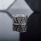 Triquetra Symbol Ring with Red Cubic Zirconia Sterling Silver Celtic Jewelry