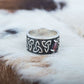 Triquetra Symbol Ring with Red Cubic Zirconia Sterling Silver Celtic Jewelry
