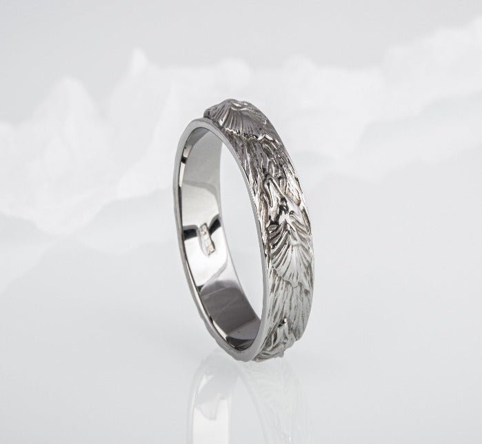 Wolf Ornament Ring Ruthenium Plated Sterling Silver Black Limited Edition Norse Ring