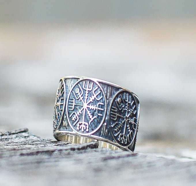 Vegvisir Runic Compass Sterling Silver Norse Ring