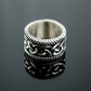 Unique Viking Ring with Norse Ornament Sterling Silver Handcrafted Jewelry