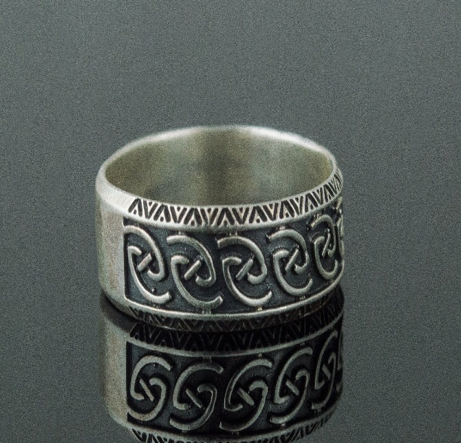 Unique Ornament Ring Sterling Silver Norse Jewelry