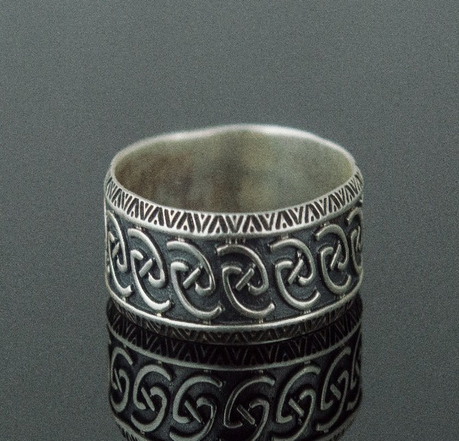 Unique Ornament Ring Sterling Silver Norse Jewelry