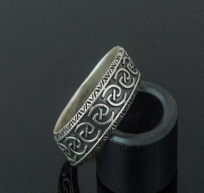 Unique Ornament Ring Sterling Silver Norse Jewelry