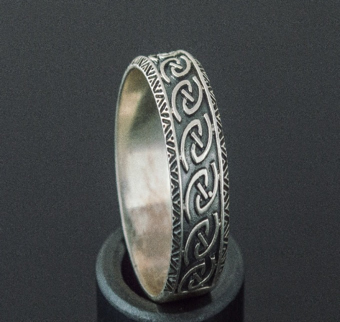 Unique Ornament Ring Sterling Silver Norse Jewelry