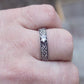 Beautiful Ornament Ring with White Cubic Zirconia Sterling Silver Viking Jewelry