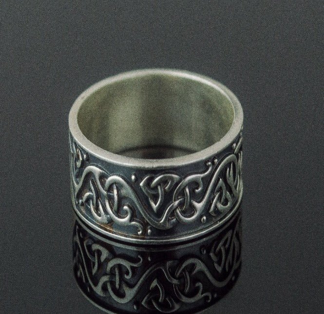 Beautiful Ornament Ring Sterling Silver Viking Jewelry