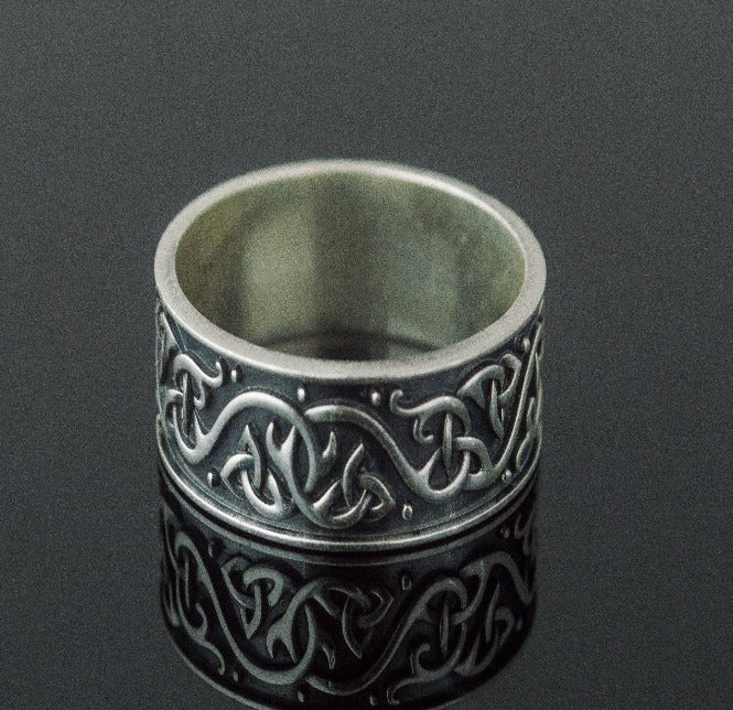 Beautiful Ornament Ring Sterling Silver Viking Jewelry