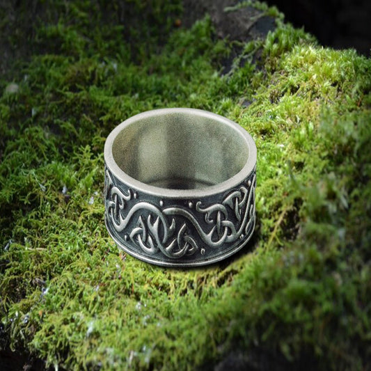 Beautiful Ornament Ring Sterling Silver Viking Jewelry