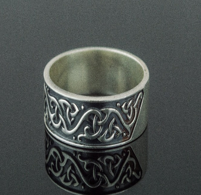 Beautiful Ornament Ring Sterling Silver Viking Jewelry