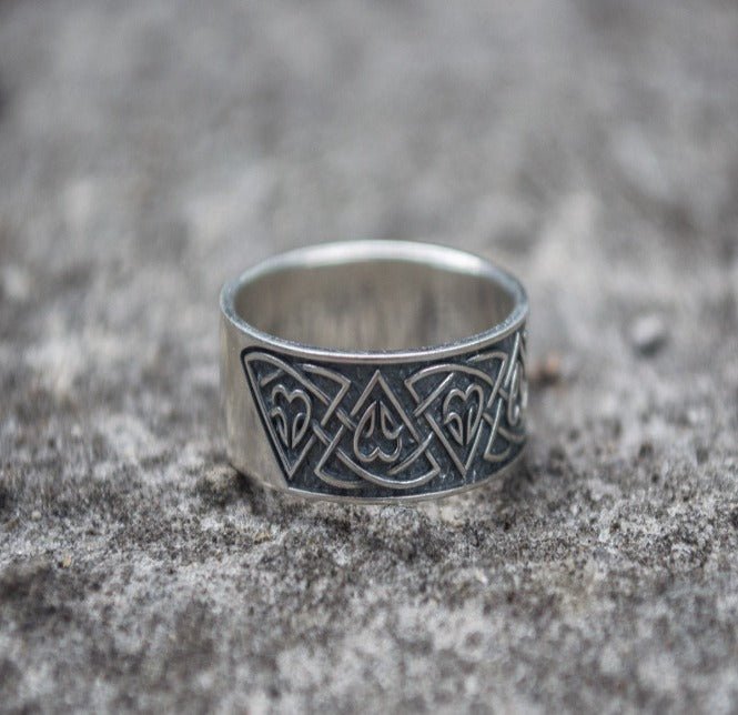 Ring with Norse Ornament Sterling Silver Viking Jewelry