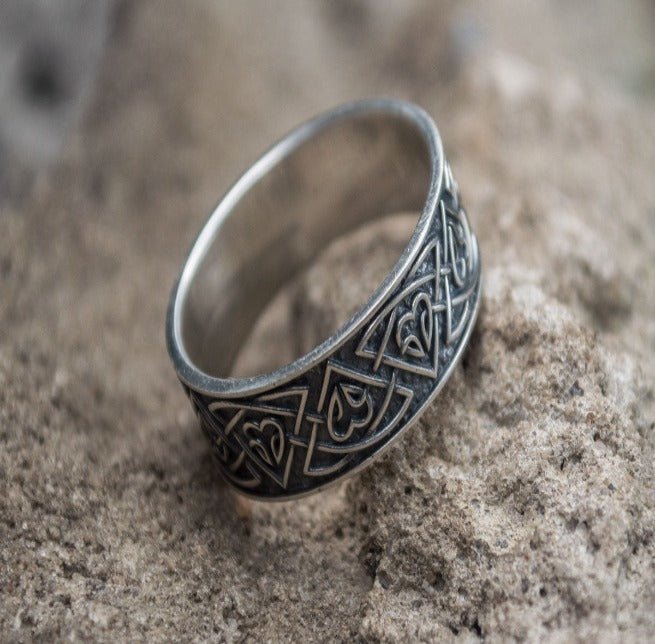 Ring with Norse Ornament Sterling Silver Viking Jewelry